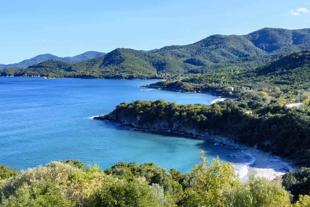green mountains blue sea olympiada halkidiki greece